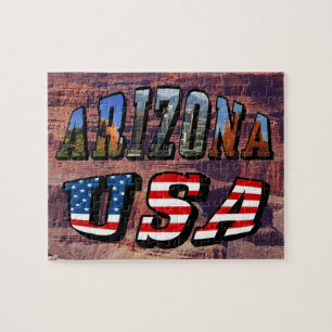 Arizona-Bild und USA-Flagge Text Puzzle