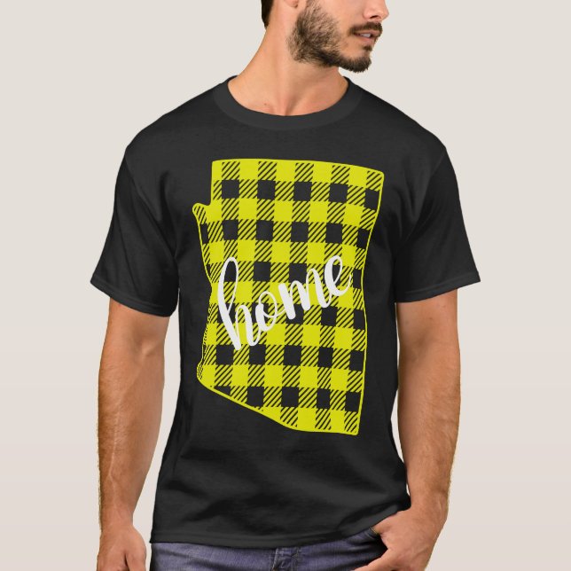 Arizona Buffalo Plaid Home State Country Yellow Pl T-Shirt (Vorderseite)