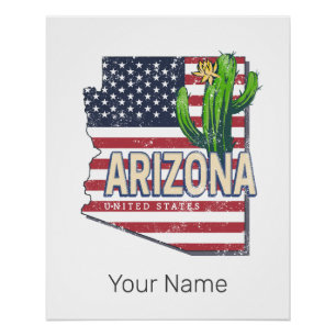 Arizona Bundesstaat Vereinigte Staaten Retro-Karte Poster