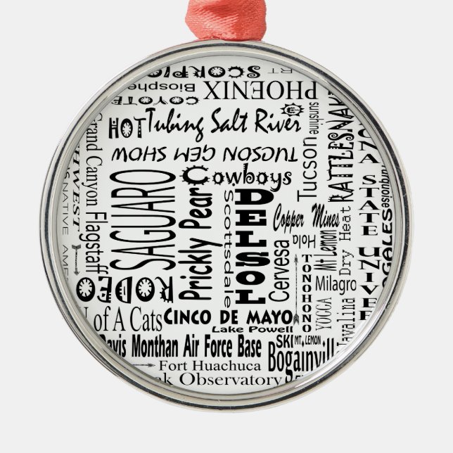 Arizona Buzz Words Silbernes Ornament (Vorne)