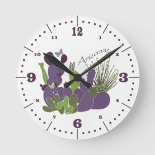 Arizona Cacti mit Zahlen Runde Wanduhr