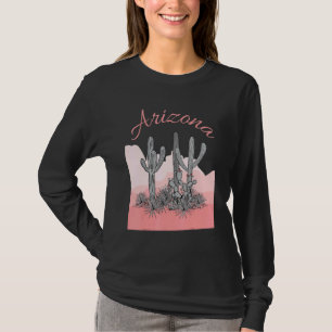 Arizona Cactus Desert Scene Coral Pink T-Shirt