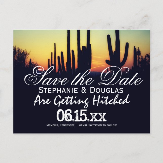 Arizona Cactus Sunset Save the Date Postkarten (Vorderseite)