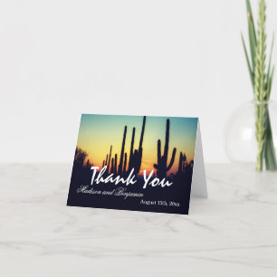 Arizona Cactus Sunset Wedding Dankeschön Karten