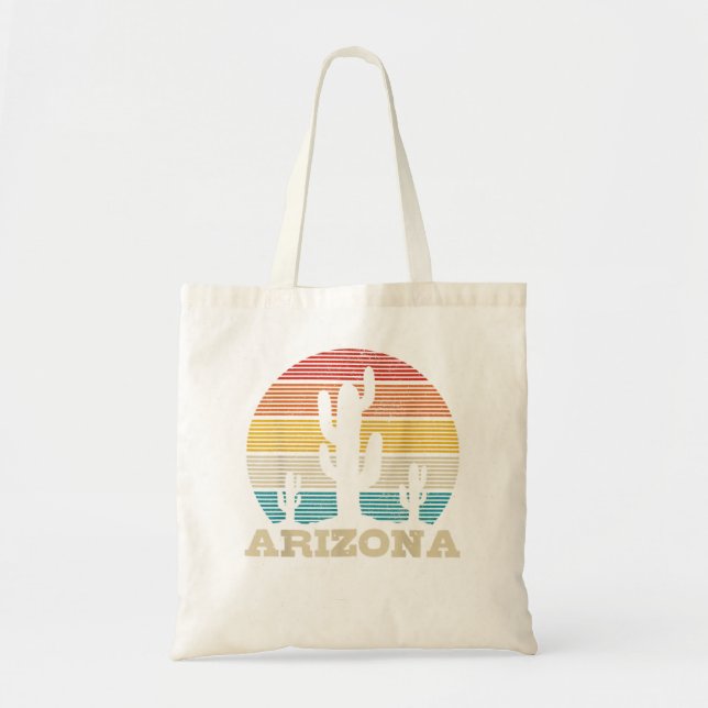 Arizona Cactus Vintag Retro Desert Souvenir Gesche Tragetasche (Vorne)