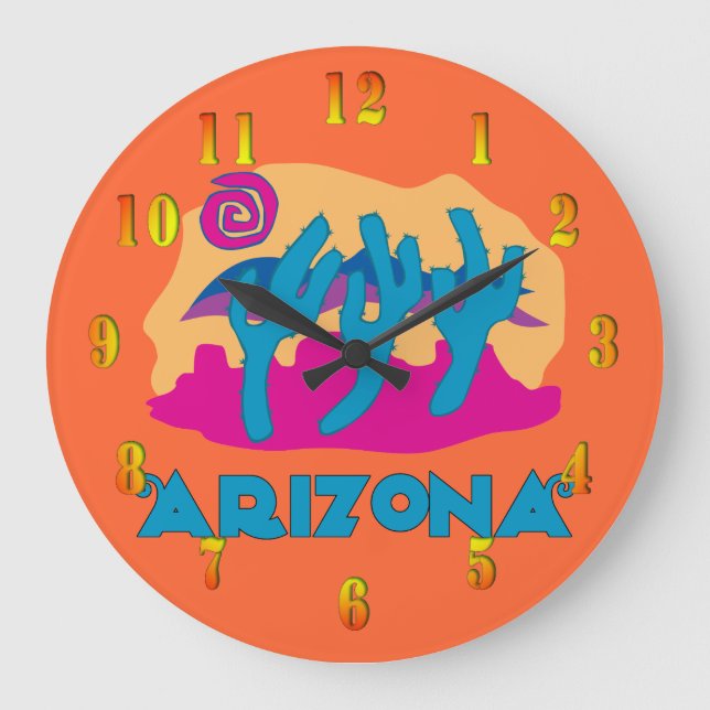 Arizona Cactus Wall Clock Große Wanduhr (Vorderseite)