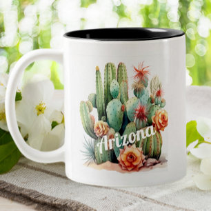 Arizona Cactus Watercolor Garden Pflanze Zweifarbige Tasse