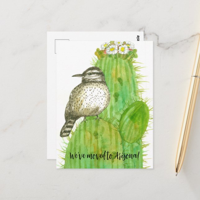 Arizona Cactus Wren Bird Postkarte (Vorderseite/Rückseite Beispiel)