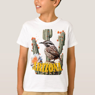 Arizona Cactus Wren umgeben von Cactus Blossom T-Shirt