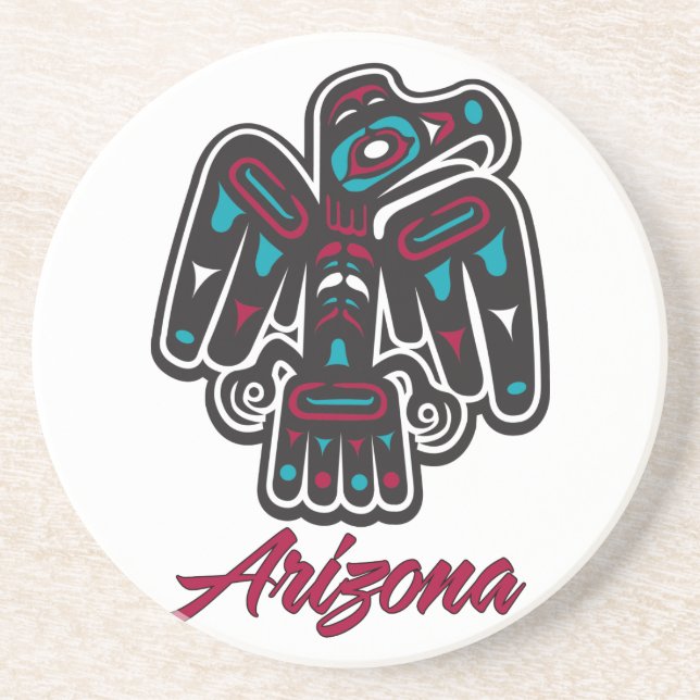 Arizona Clan Native American Thunderbird Untersetz Sandstein Untersetzer (Vorne)
