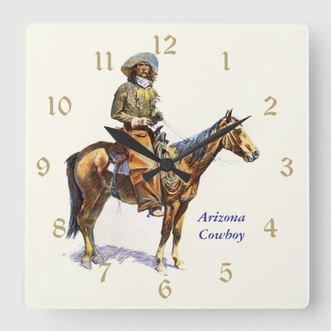 Arizona-Cowboy Remington schöne Kunst Quadratische Wanduhr (Vorderseite)