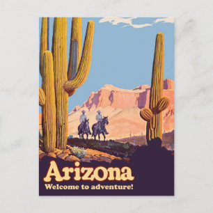 Arizona, Cowboys in der Wüste, Kakteen Postkarte