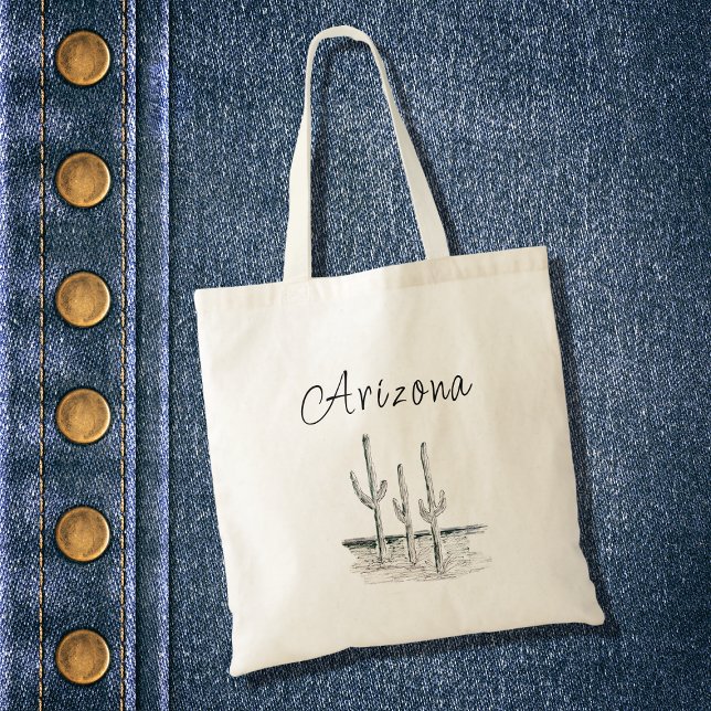 Arizona Desert Cactus Schwarz-weiß Boho Tragetasche (Von Creator hochgeladen)