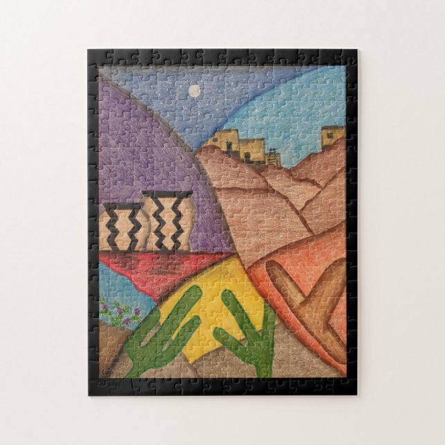 Arizona Desert Cactus Southwest Folk Art Puzzle (Vertikal)
