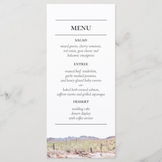 Arizona Desert Empfang Menu Menükarte (Vorderseite)