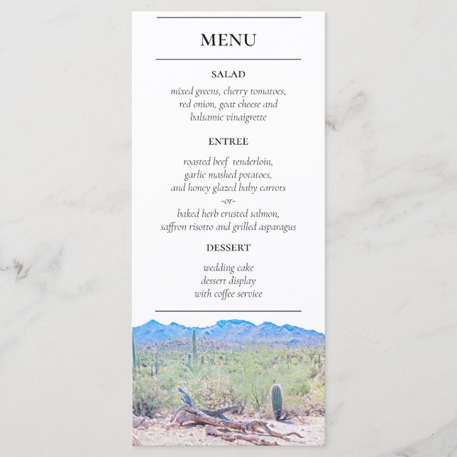 Arizona Desert Empfang Menu Menükarte (Vorderseite)