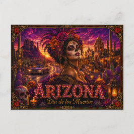 Arizona Día de los Muertos Retro Postkarte