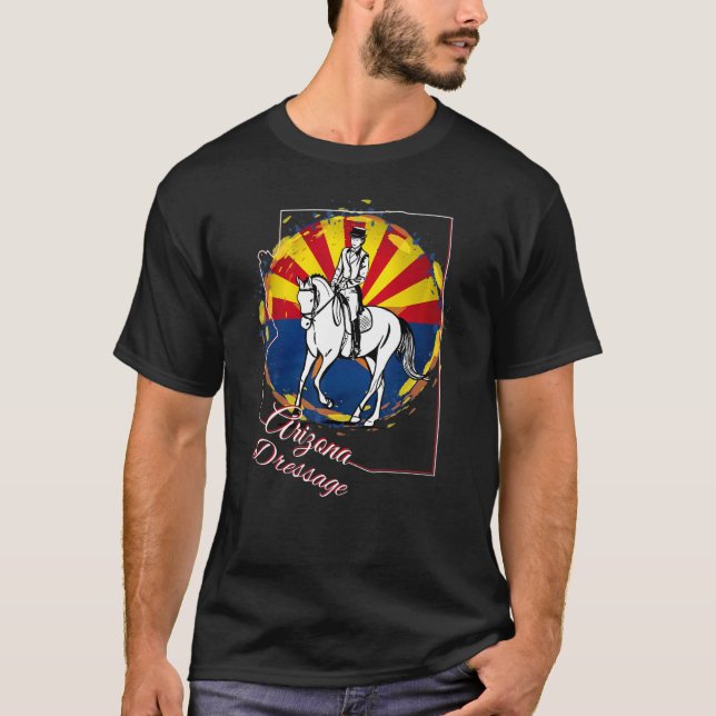 Arizona Dressage Horse and Rider with State Flag T-Shirt (Vorderseite)