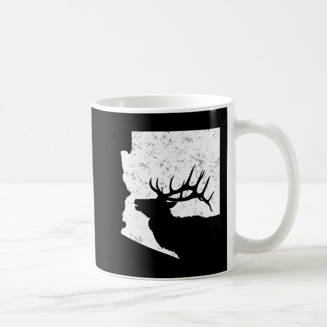 Arizona Elk Jagd Bull Elk AZ Staat Form Kaffeetasse (Rechts)