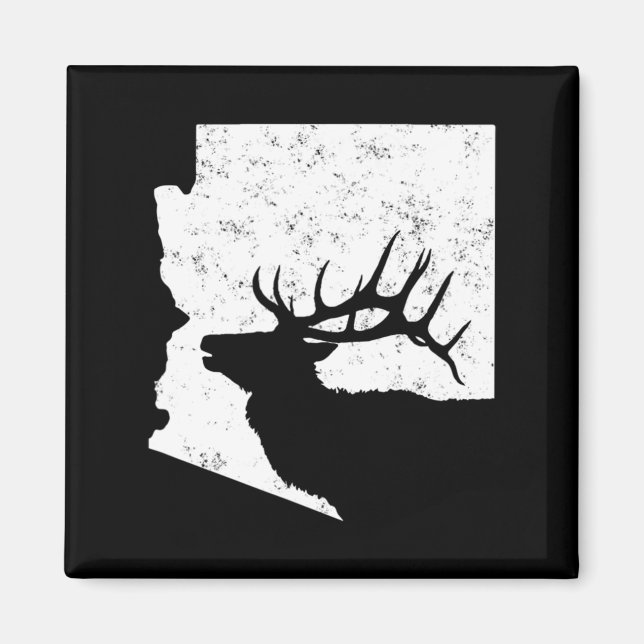 Arizona Elk Jagd Bull Elk AZ Staat Form Magnet (Vorne)