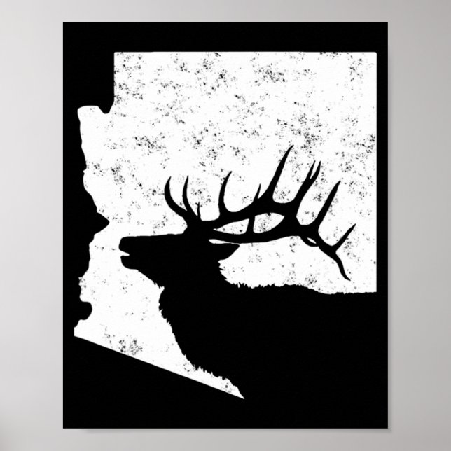 Arizona Elk Jagd Bull Elk AZ Staat Form Poster (Vorne)