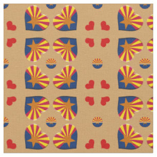 Arizona Flag & Arizona Hearts mode Fabric / USA Stoff