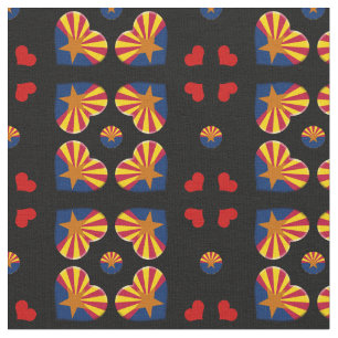 Arizona Flag & Arizona Hearts mode Fabric / USA Stoff