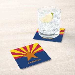 Arizona Flag & Arizona Staat USA Party- und Sportf Rechteckiger Pappuntersetzer