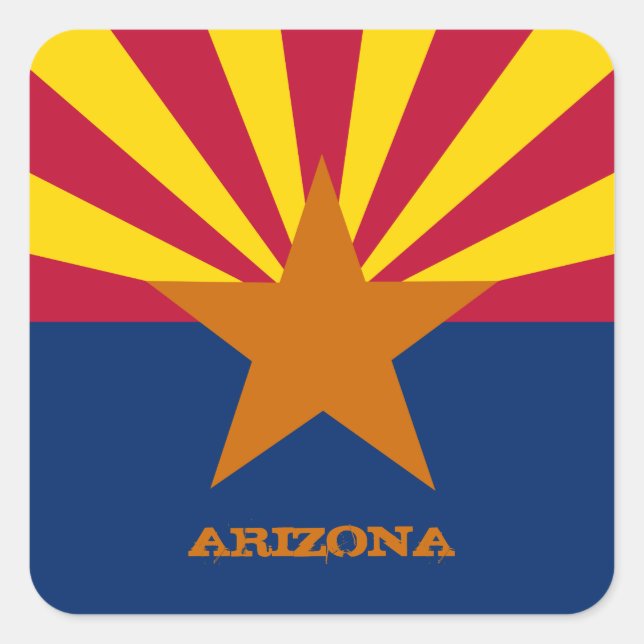 Arizona Flag & Arizona Staat USA Siegel/Sportfans Quadratischer Aufkleber (Vorderseite)