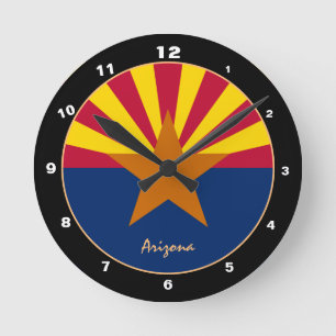 Arizona Flag & Arizona Trendmode /design USA Runde Wanduhr
