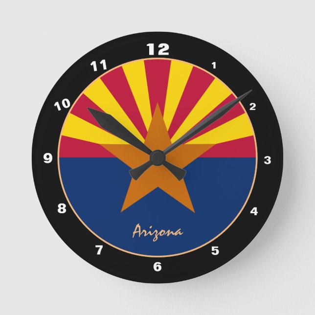 Arizona Flag & Arizona trendy fashion /design USA Runde Wanduhr (Vorderseite)