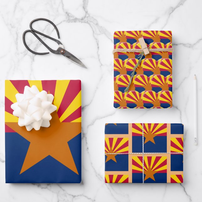 Arizona Flag, Herz und Mode / Geschenk Set Geschenkpapier Set (Vorderseite)