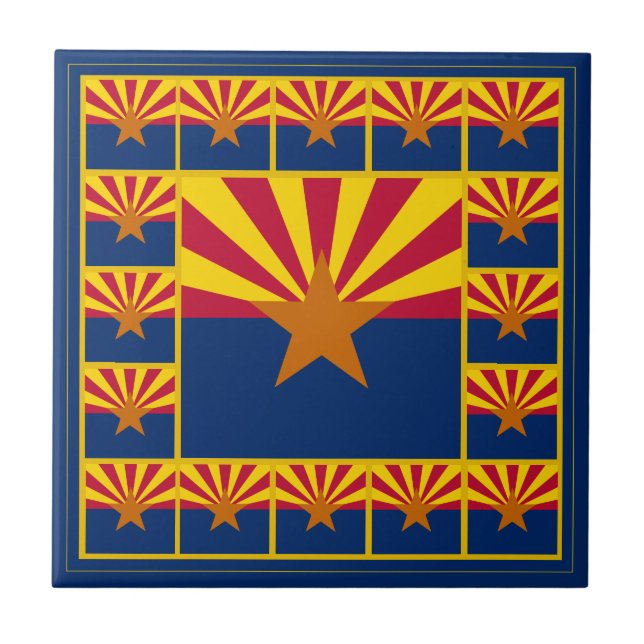 Arizona Flag Keramik Tile / Patriots Decor USA Fliese (Vorderseite)