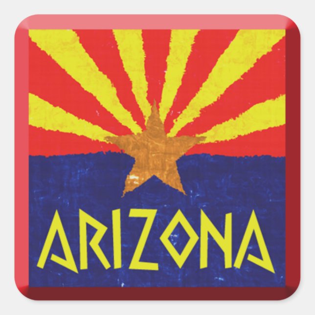 ARIZONA FLAG QUADRATISCHER AUFKLEBER (Vorderseite)