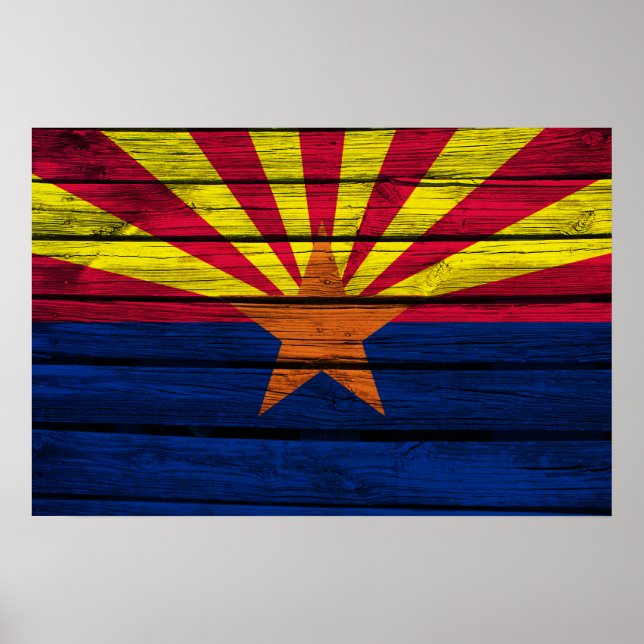 Arizona Flag Rustikales Holz Poster (Vorne)