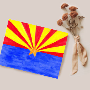 Arizona Flag Wasserfarben Kunst, Dichtung und Musi Postkarte