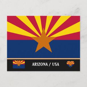 Arizona-Flagge & Arizona-Staat USA /Reise Amerika Postkarte
