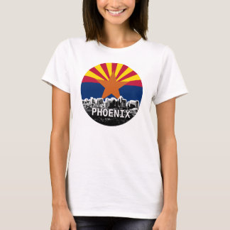 Arizona-Flagge mit Phoenix-Skylinen T-Shirt