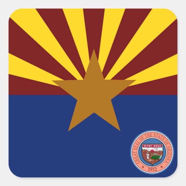 Arizona-Flagge Quadratischer Aufkleber (Vorderseite)