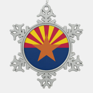 Arizona-Flagge: Stern untergehende Sonne, The Copp Schneeflocken Zinn-Ornament