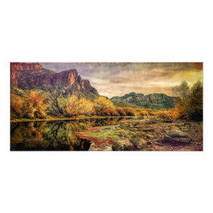 Arizona Fluss Sonoran Wüsten Berge 61cm x 28cm Fotodruck