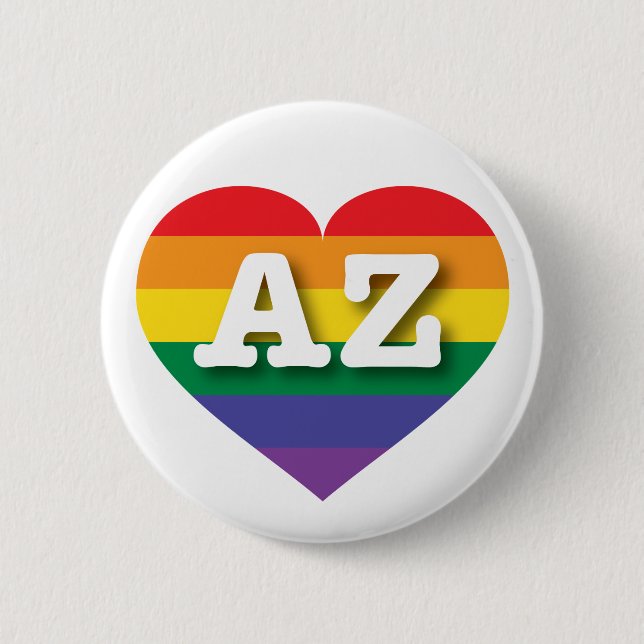 Arizona Gay Pride Rainbow Heart Button (Vorderseite)