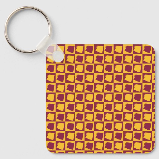 Arizona Geometric Maroon and Gold Pattern Schlüsselanhänger (Vorderseite)