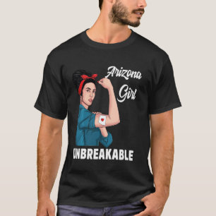 Arizona Girl Unbrechbarer Staat Kartenflag Souveni T-Shirt