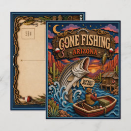 Arizona Gone Fishing Streifenbarsch Postkarte