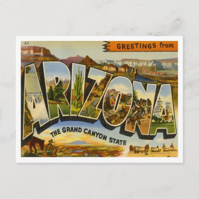Arizona-Grüße von US-Staaten Postkarte (Vorderseite)