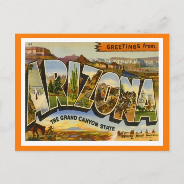 Arizona-Grüße von US-Staaten Postkarte (Vorderseite)