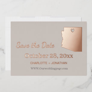Arizona Hochzeit Save The Date Roségold Folieneinladung