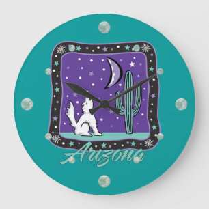 Arizona Howling Coyote Wall Clock Große Wanduhr