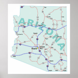 Arizona Interstate Map Print Poster